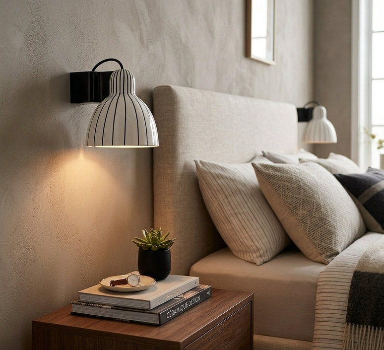 Luminaires à rayures : le motif graphique qui s&rsquo;invite dans les tendances déco